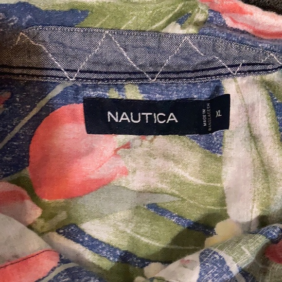 Nautica Casual Floral design short sleeve button down men’s size xl - Picture 3 of 4